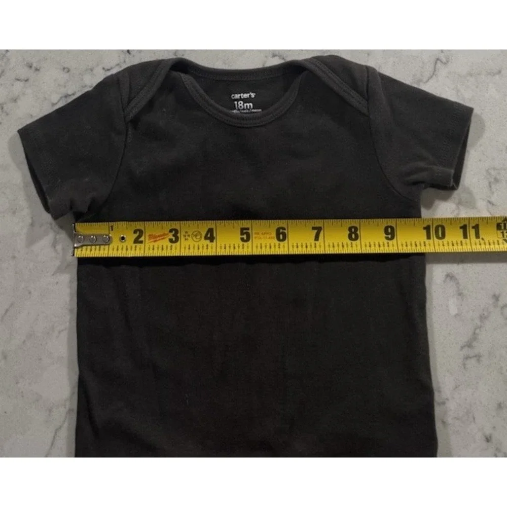 Carters Baby Boy Bodysuit 18 Months Charcoal Gray Short Sleeve Cotton One Piece